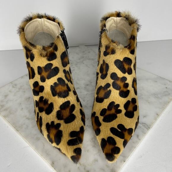 Butter Italy Ankle Boots Weston Leopard Print Calf Hair Heeled Bootie US 6 $575 - Picture 2 of 10